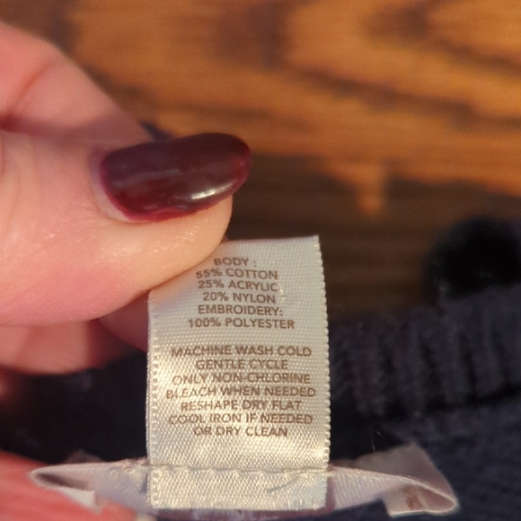 LOFT dark navy Crew Neck Sweater with Floral Embroidery sz S - Picture 4 of 6